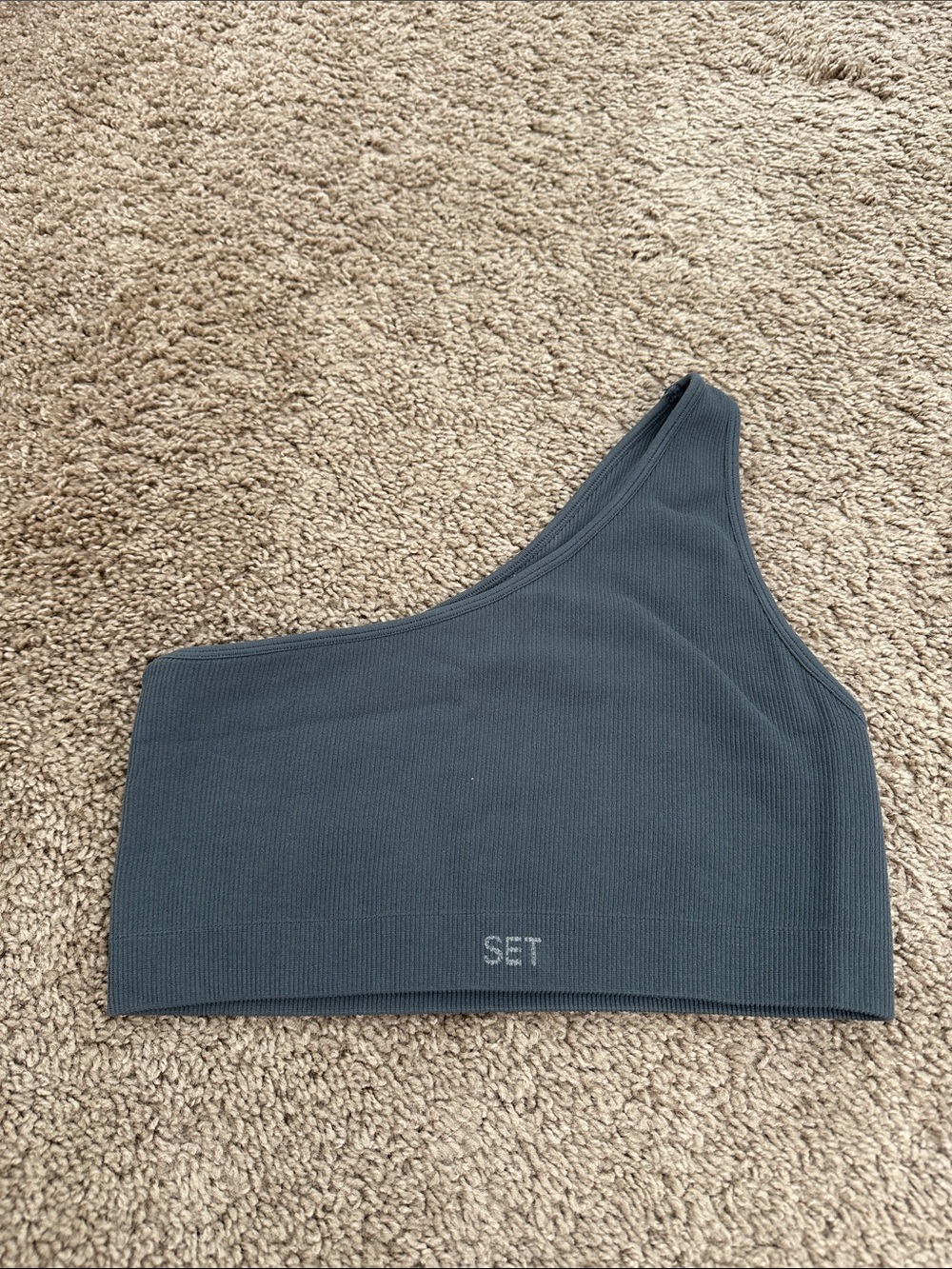 Set Active Ribbed One Shoulder Bra - Seal